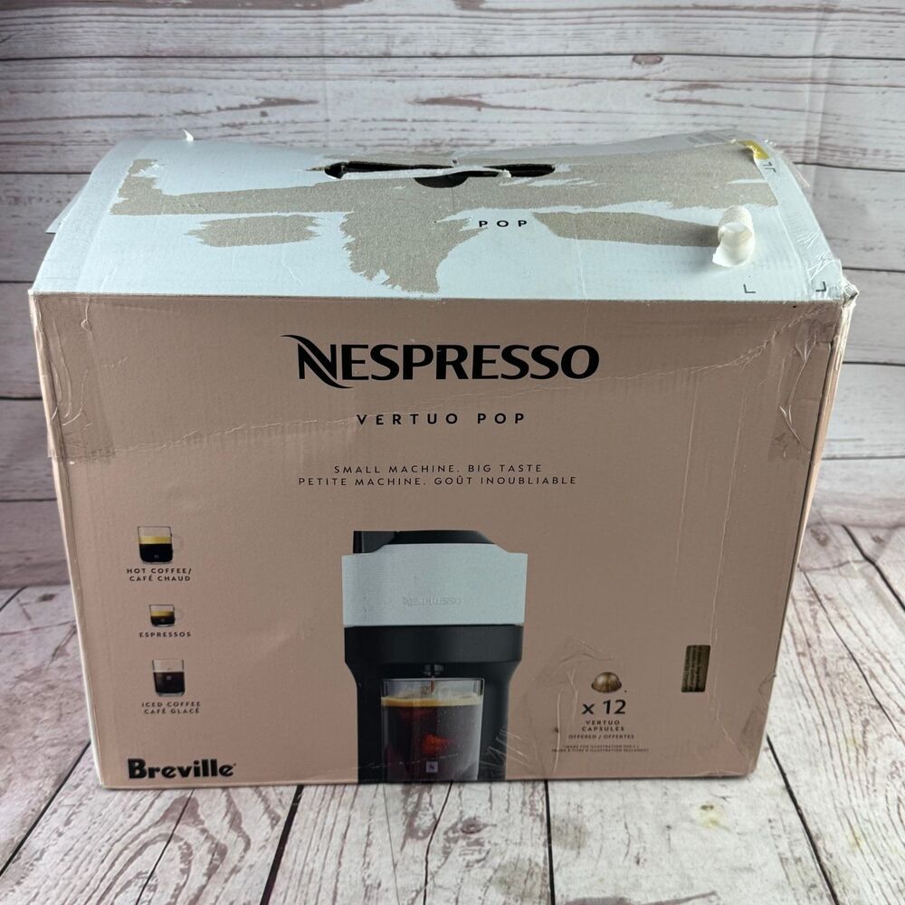 Nespresso Vertuo Pop Coffee Maker 25 Oz 1500W White Black Bluetooth